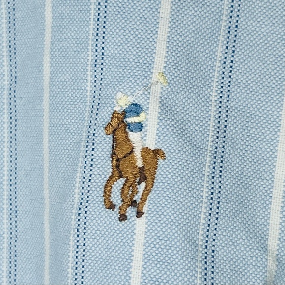 Ralph Lauren Blue Classic Striped Oxford Yarmouth Shirt 16.5 - Picture 4 of 7